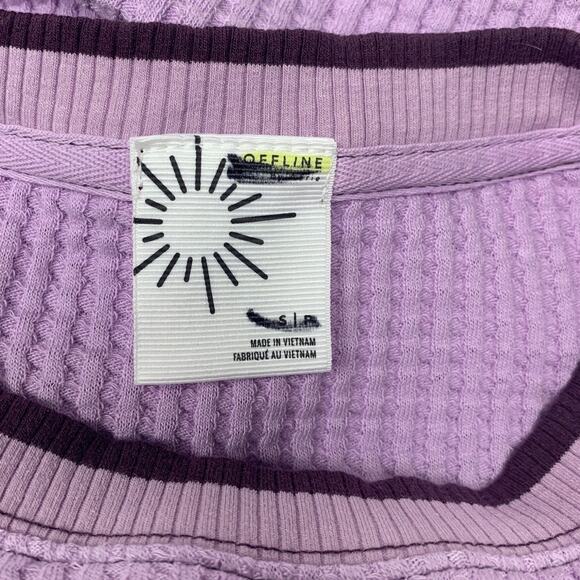 New Offline by Aerie Womens Small Cotton Blend Waffled Long Sleeve Crew Neck Top - Picture 5 of 7